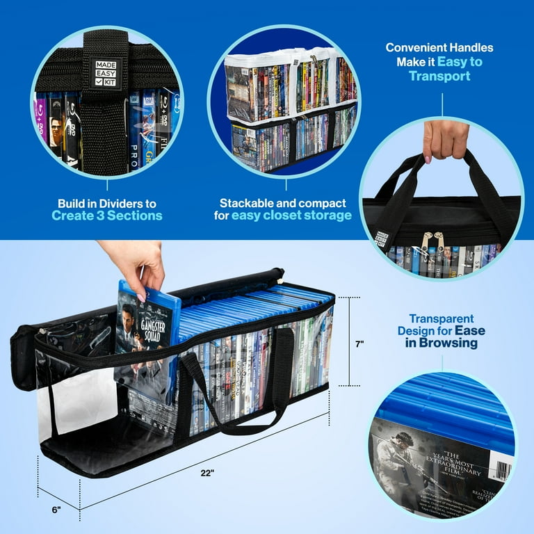 Made Easy Kit Blu-ray Media Storage Bag Case - Clear PVC Organizer