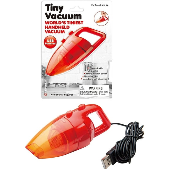 Master Toys Playmaker Tiny Vacuum - Handheld Vacuum Cleaner - USB Powered, Red, Great Office Gift