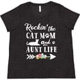 thumbnail image 3 of Inktastic Rockin' the Cat Mom and Aunt Life Women's Plus Size T-Shirt, 3 of 5