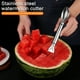 thumbnail image 2 of Tenedor cortador de sandía de acero inoxidable, cabezal redondo, portátil, para cortar fruta de cocina, para trozos de sandía, pasteles, pan y pizza, herramienta multiusos., 2 of 8