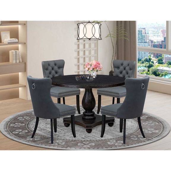 East West Furniture Irving 5-Piece Dining Table Set in Black Finish