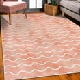 thumbnail image 3 of Nautical Decorative Rug, Soft Pastel Colored Ocean Sea Waves Pattern Summer Vibes Inspired Graphic, Quality Carpet for Bedroom Dorm and Living Room, 6 Sizes, Salmon White, by Ambesonne, 3 of 4