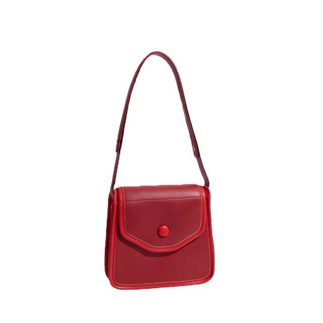 Bolso de hombro grande de PU rojo vino con cierre de hebilla de moda, correa ajustable, ideal para las axilas de las mujeres, estilo de capacidad