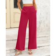 thumbnail image 3 of Pantalones de pierna ancha BTFBM para mujer, elásticos, cintura alta, Palazzo Red 8, 3 of 9