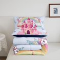 thumbnail image 5 of Manfei Cute Unicorns Queen Comforter Set,Dreamy Castle Comforter Sets Queen,Blue,Navy Blue Reversible,3 Pieces,1 Comforter and 2 Pillowcases, 5 of 7
