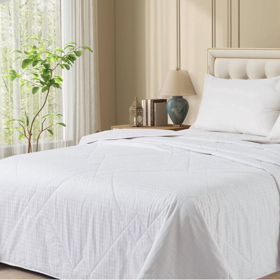 100% Cotton Comforter Queen Size, All Seasons Queen Bed Comforter, Pure Cotton Filled Comforter, Breathable Durable Quilt Insert, Machine Washable Skin Friendly Queen Comforter