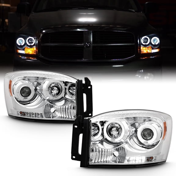 2006 2007 2008 Dodge Ram 1500 LED Halo Projector Headlights Headlamps Left Right