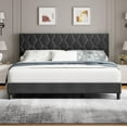 thumbnail image 3 of Full Size Platform Bed Frame with Upholstered Headboard and Wooden Slats Support, Upholstered Mattress Foundation/No Box Spring Needed/Easy Assembly, Grey, 3 of 6
