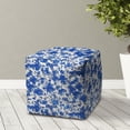 thumbnail image 6 of HomeRoots 17" Blue and White Polyester Cube Abstract Indoor Outdoor Pouf Ottoman, 6 of 7