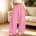 thumbnail image 3 of Sentuca Girls Wide Leg Sweatpants, Baggy Barrel Fleece Track Pants with Pockets Fall Winter Casual Kids Trousers Size 5-6Y Pink, 3 of 8
