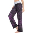 thumbnail image 3 of Women Pajama Pants Lounge Pants Long Stretch Comfy Sleepwear Purple Black Snake Skin Print, 3 of 7