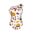 thumbnail image 4 of Yiaed Thanksgiving Print Women One Piece Swimsuits Tummy Control One Shoulder Bathing Suits Pattern Ruffle Swimwear-Large, 4 of 8