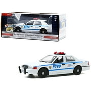 Greenlight 85513 1-24 Scale Hot Pursuit Series 2011 Ford Crown Victoria Police Interceptor New York City Police Department Diecast Model Car, White