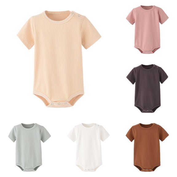 Baby Boys Bodysuits Soft Short Sleeve Romper for Toddlers Casual Comfortable Everyday Wear Loose Fit Round Neck Outfit Baby Boy Outfit Winter Baby Boys Bodysuit 18 Month Boy Clothes Kw Body Suit 18