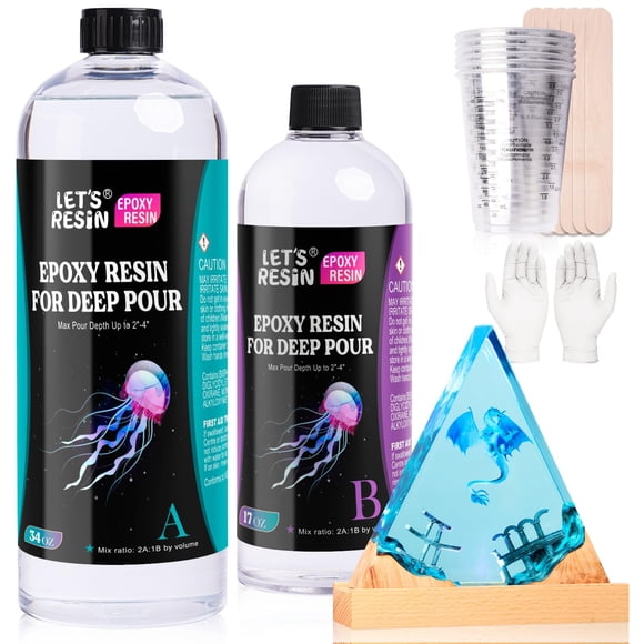 RESINA EPOXÍDICA LET'S RESIN EPOXY DE VERTIDO PROFUNDO, 1500 ML, 5-10 CM