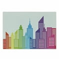 thumbnail image 1 of City Cutting Board, Colorful City Skyline Abstract Skyscraper Silhouettes Geometric Arrangement American, Decorative Tempered Glass Cutting and Serving Board, Small Size, Multicolor, by Ambesonne, 1 of 1