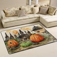 thumbnail image 2 of SKYSONIC 36x24in Halloween Watercolor Pumpkin Area Rug, 3D Witch's Village Non-Slip Floor Carpet for Indoor Living Dining Room Bedroom, 2 of 5