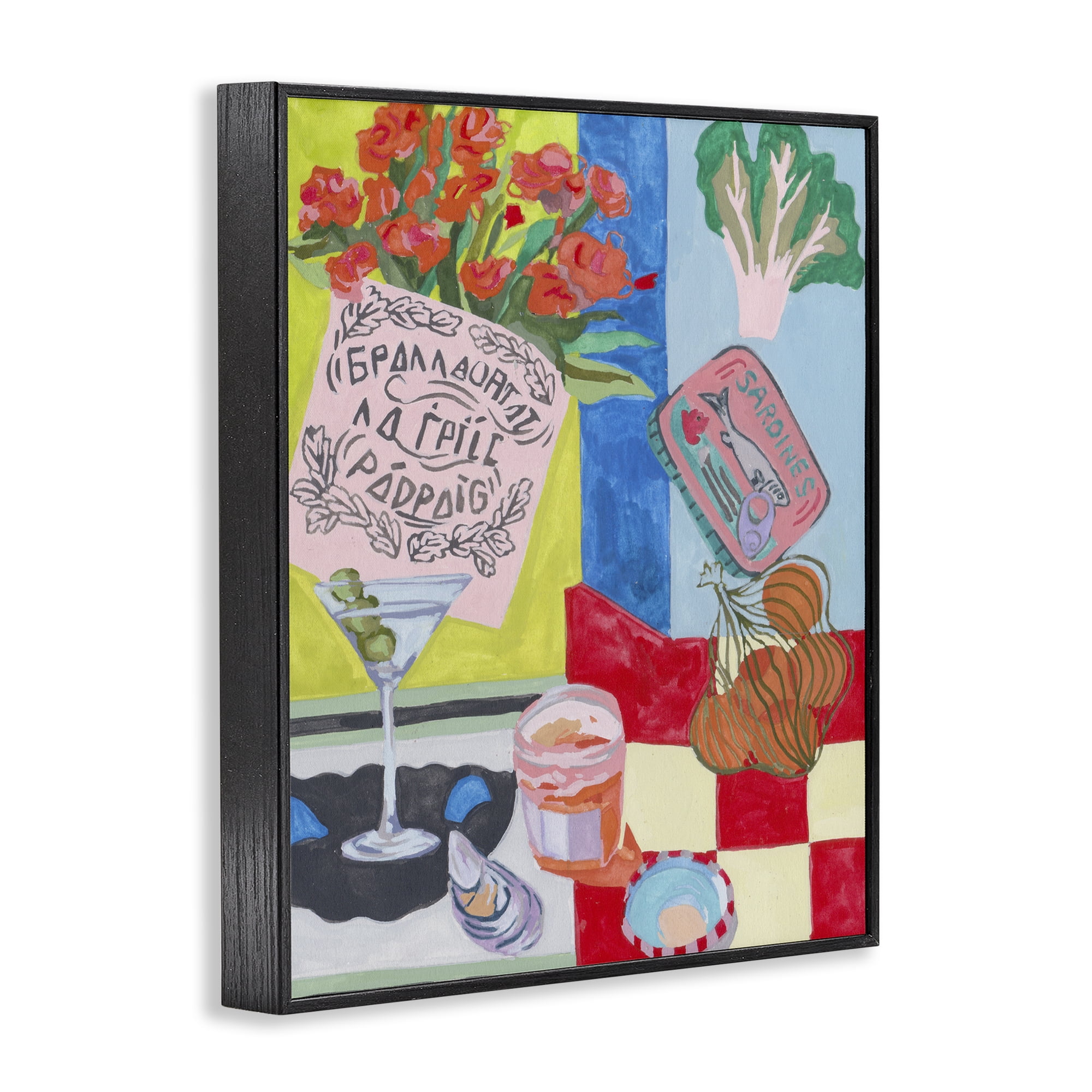 Stupell Industries Kitchen Checkered Still Life Black Framed Giclee Art, design by Melissa Wang