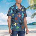 thumbnail image 5 of Colorful Airplanes Men'S 3d Print Casual Button Down Shirts, Novelty Hawaiian Short Sleeves Xl, 5 of 9