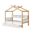 thumbnail image 6 of Euroco Wood Twin Size House Bed with Bookcase and Drawers, White, 6 of 7