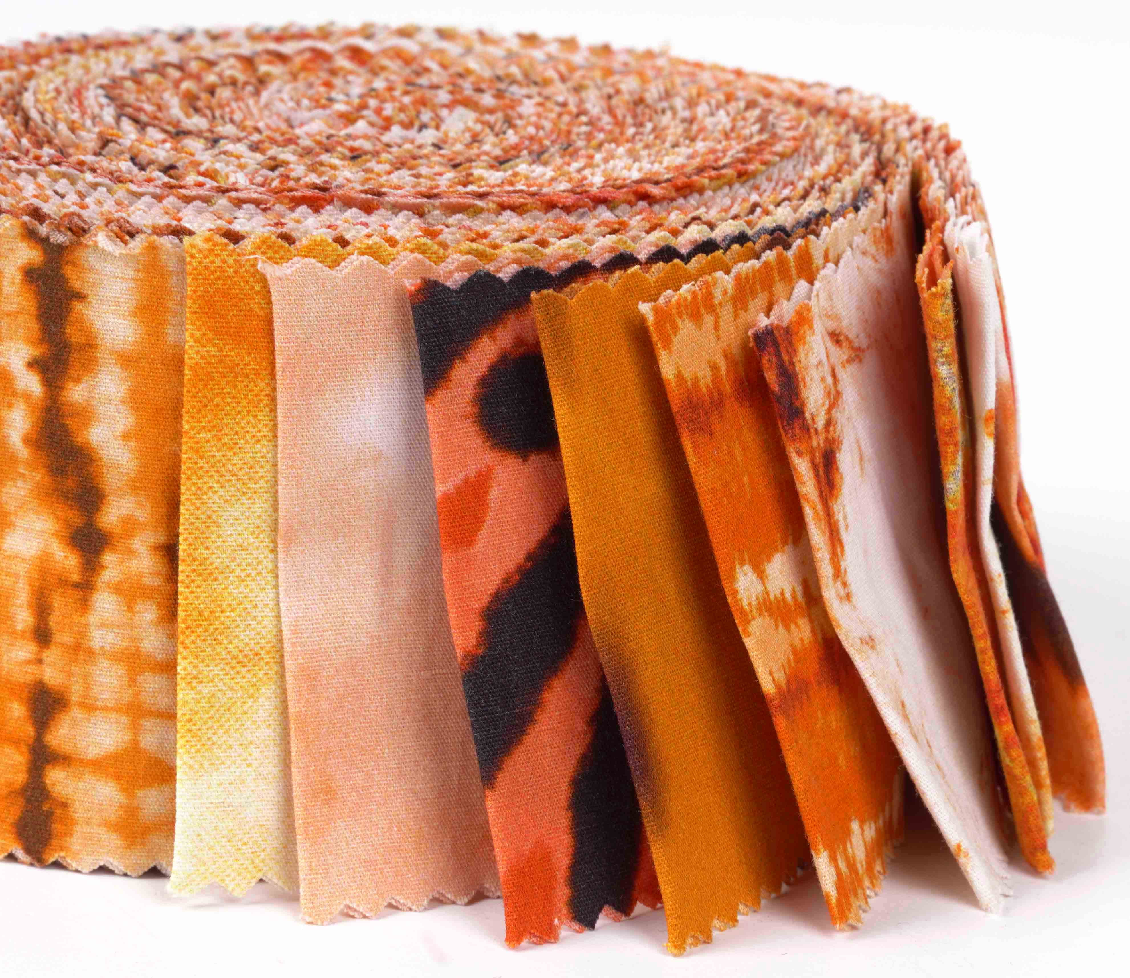 Soimoi 40Pcs Tie Dye Print Cotton Precut Fabrics For Quilting Craft Strips 2.5x42inches Jelly Roll - Orange