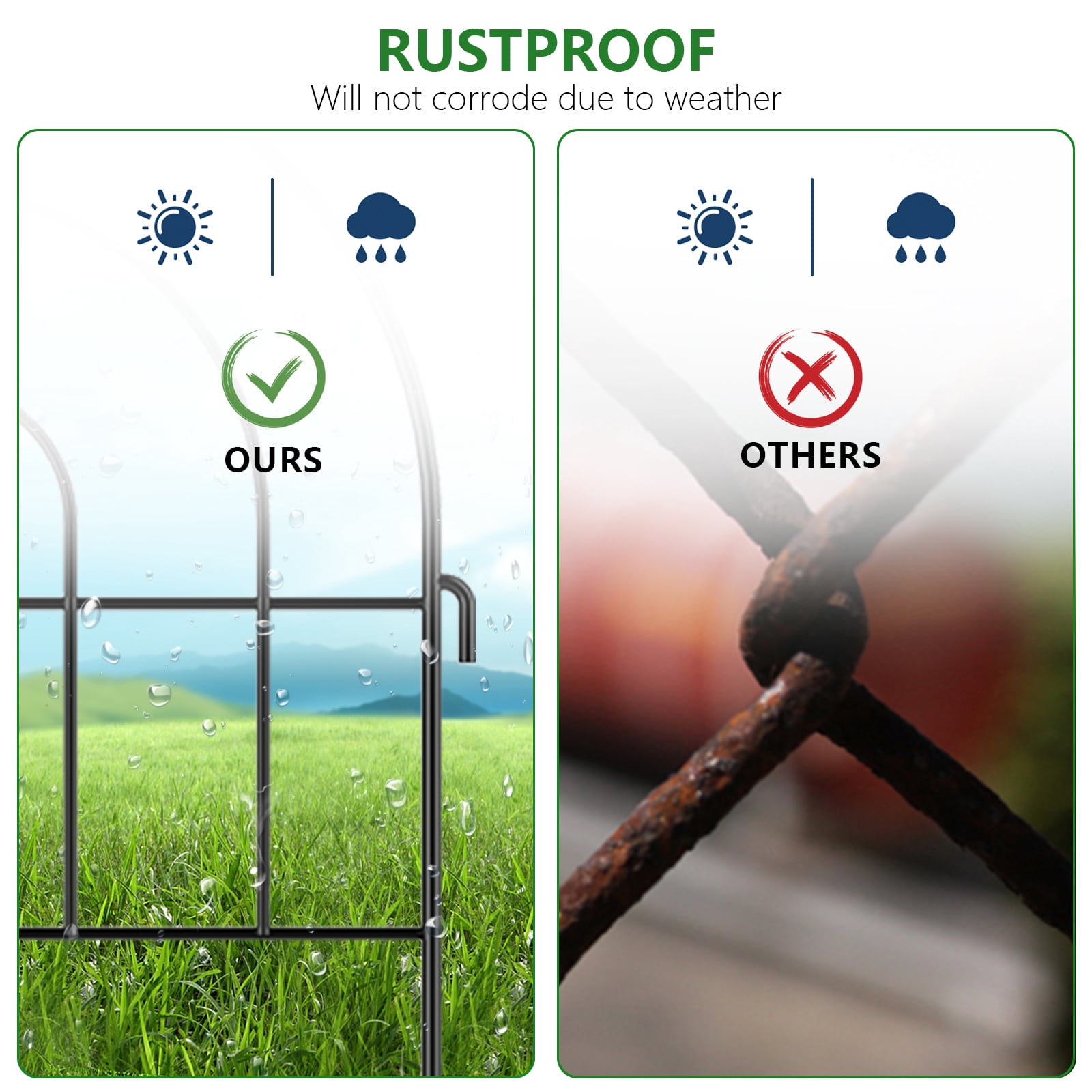 Decorative garden fence, 16 feet (length) x 17 inches (height) rust-proof wire mesh frame, used for dog, rabbit and planting yard temporary pile protection.