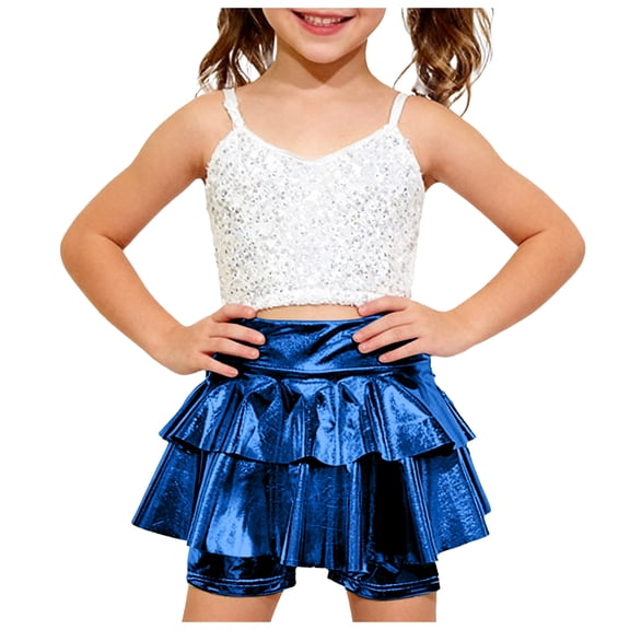 Ymyiu Baby Shorts Girl Toddler Baby Girl Shorts Casual Summer Elastic Waist Ruffle Hem Shorts Bottoms 5T 6T (Sky Blue,5-6 Years)