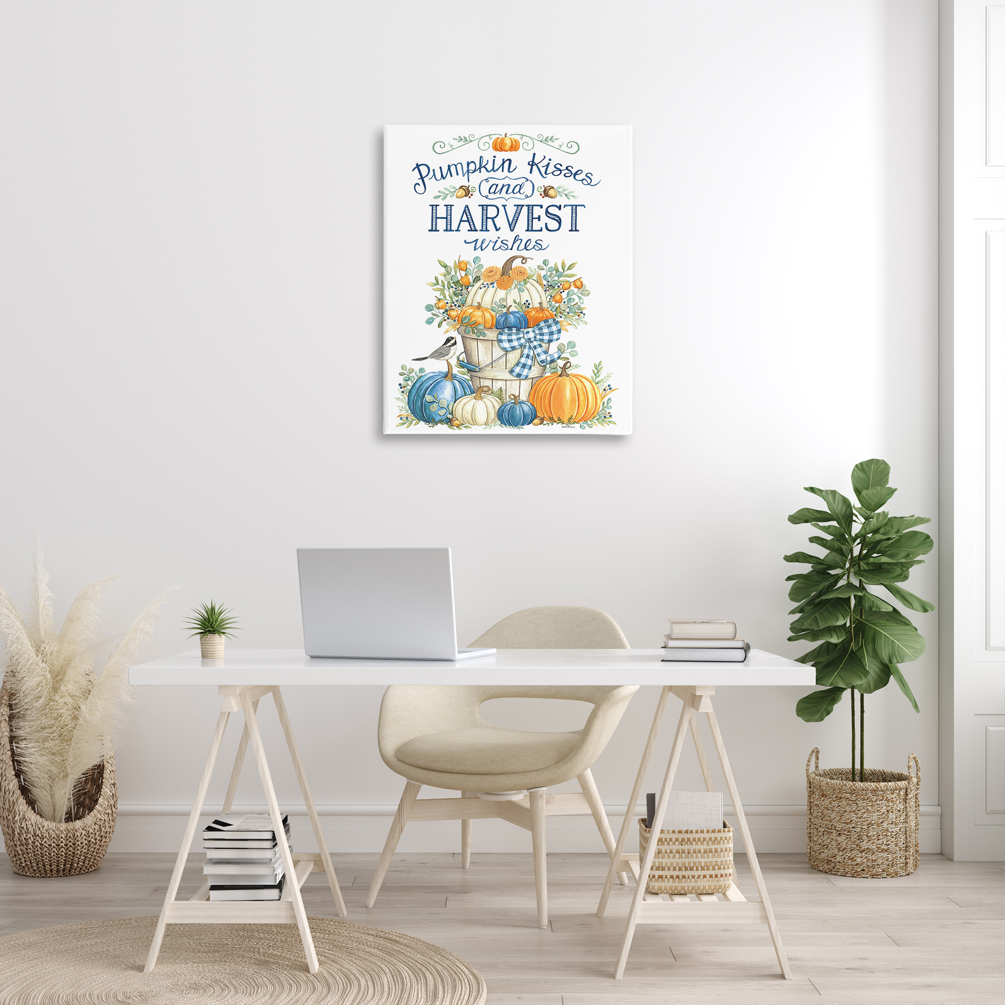 Stupell Industries Harvest Wishes Pumpkins Holiday Painting Gallery Wrapped Canvas Art Print Wall Art, 30 x 40