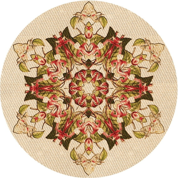 Ahgly Company Indoor Round Patterned Golden Blonde Gold Area Rugs, 8' Round