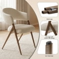 thumbnail image 5 of EOP Dining Chairs Set of 2, Mid Century Modern Fabric Kitchen Arm Chairs, Upholstered Dining Room Chairs with Iron Legs, Padded Seat for Living Room, Restaurant, Cafe, Beige, 5 of 7