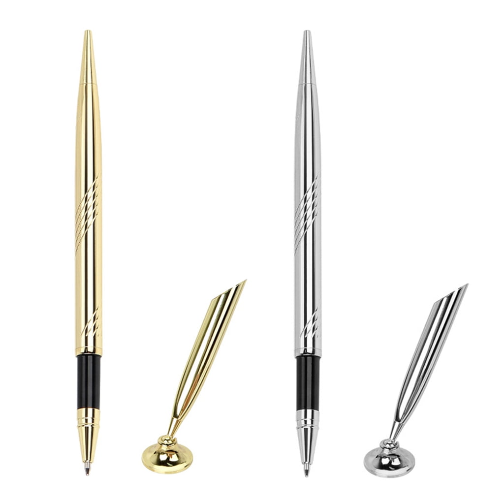 Necvior 5 Pcs Counter Service Pen with Base Ballpoint Pen Reception Pen for Bank Wedding