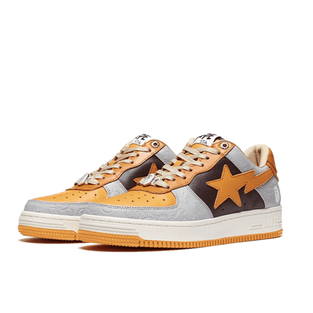 

Bape sk8 sta low men s classic skateboard all-match casual low-top sneakers sneakers gray orange