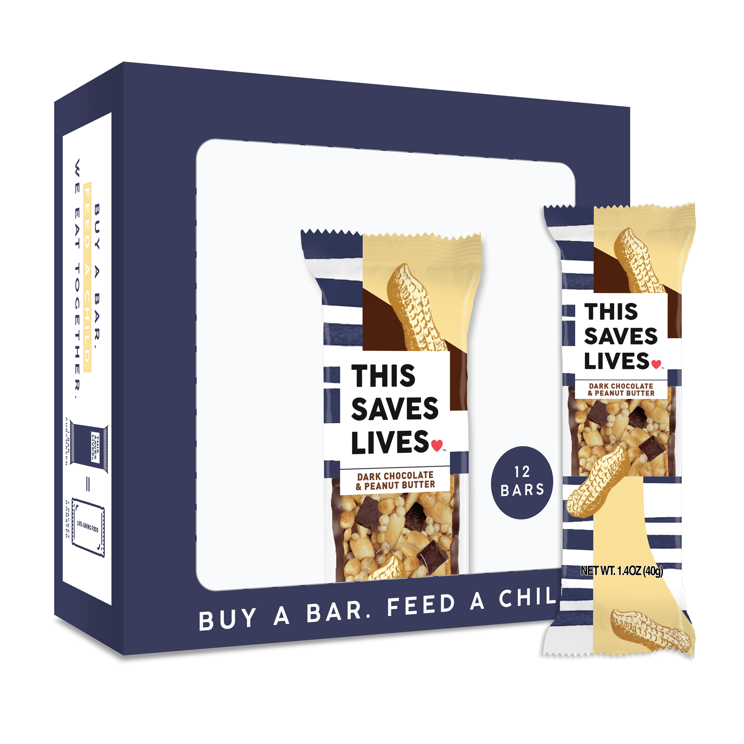 This Saves Lives Snack Bar, Dark Chocolate & Peanut Butter, 12 ct