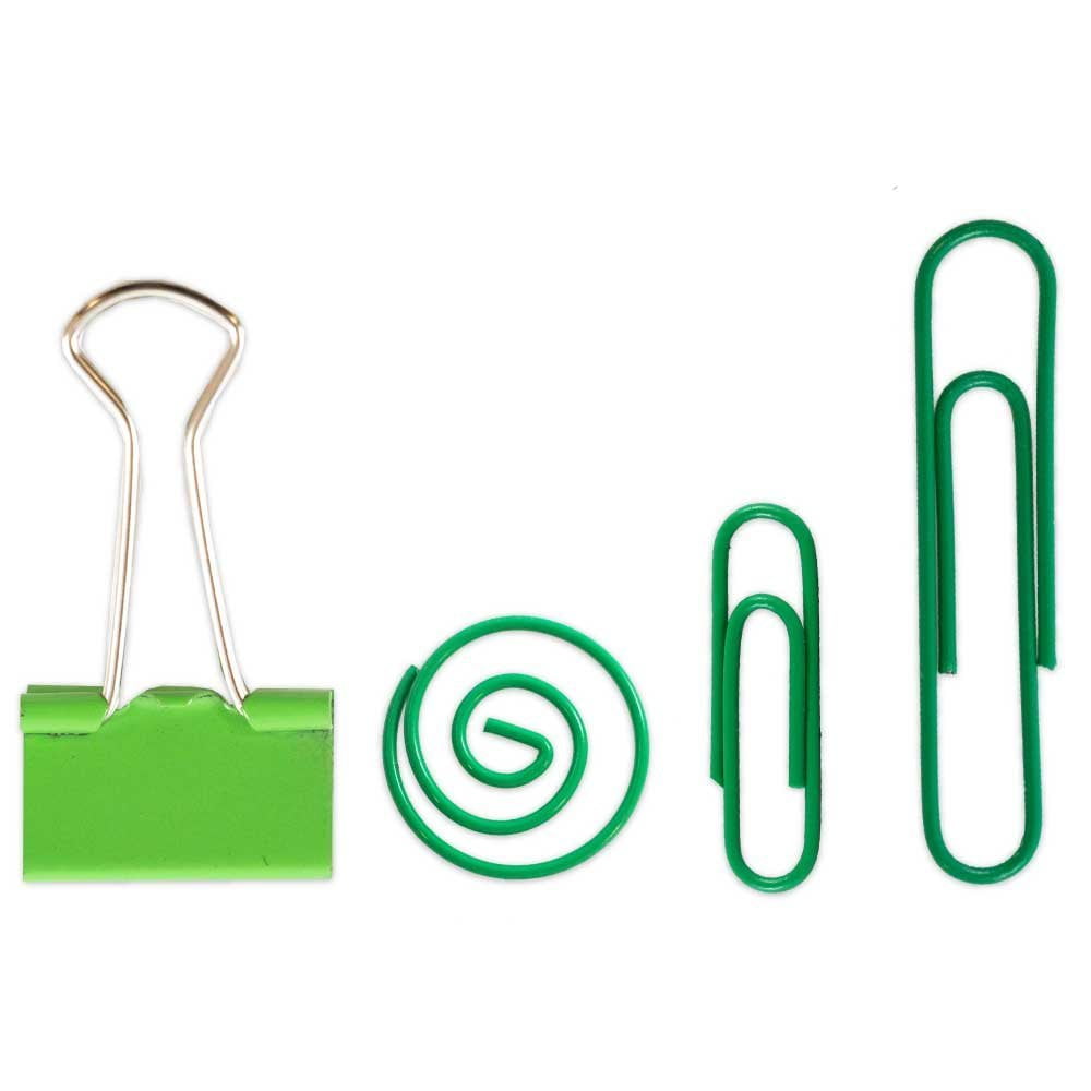 JAM Paper Office Clips, Green, 4/Pack, Binder Clips & Paper Clips