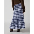 thumbnail image 6 of Niusricy Women's Vintage Plaid Skirt Ladies Loose Fitting Skirts Elastic Waist Sun Skirts Ruffled Tiered Long Skirts Spring Summer Tiered Hippie Skirts for Travel Beach Shopping, 6 of 6
