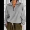 thumbnail image 3 of Sudaderas de Gran Tamaño para Mujer, Suéteres de Otoño, Sudaderas con Capucha de Moda, Suéter con Media Cremallera, Ropa de Larga. Gris L, 3 of 5