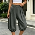 thumbnail image 6 of Vhkiploz Summer Board Shorts for Women's Pleated Everyday Bermuda Shorts Solid Color Beachwear Elastic Hem Wide Leg Running Shorts, 6 of 9