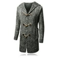 thumbnail image 5 of Men Hooded Cardigan Knitted Horn Buckle Hooded Single-breasted Keep Warm Wool Blend Thick Grey Cardigan Sweater for Daily Wear, 5 of 8