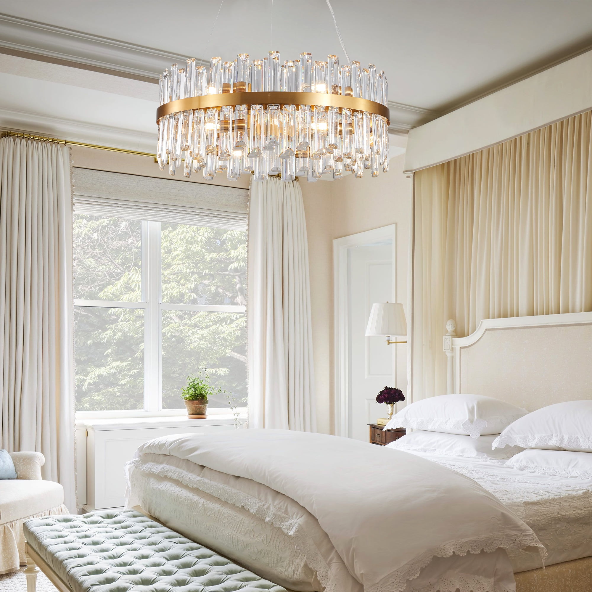 Jopath 23.6" Golden Luxury Crystal Chandelier Modern Chandeliers Lights Fixture Hanging Pendant Light Fixture for Dining Room Bedroom Living Room