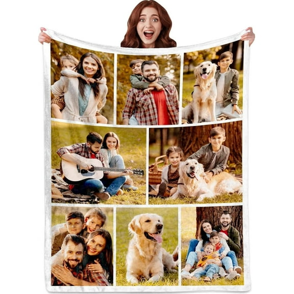 AISENIN Custom Blanket with Photo Customized Throw Blanket Personalized Birthday Valentine for Women Friends Couples Mom Dad Him Her