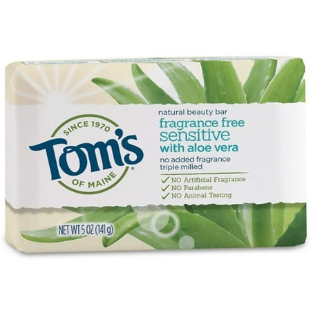 Tom's of Maine Natural Beauty Bar Soap with Aloe Vera, Fragrance Free, 5