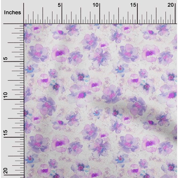oneOone Tissu Jersey en Viscose Tissu à Imprimé Floral Aquarelle BTY 60 Pouces de Large