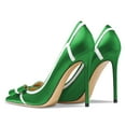 thumbnail image 4 of FSJ Women High Heel Pumps Stripes Bowtie Pointed Toe Elegant Stiletto Slip On Dress Shoes Size 8 Green, 4 of 5