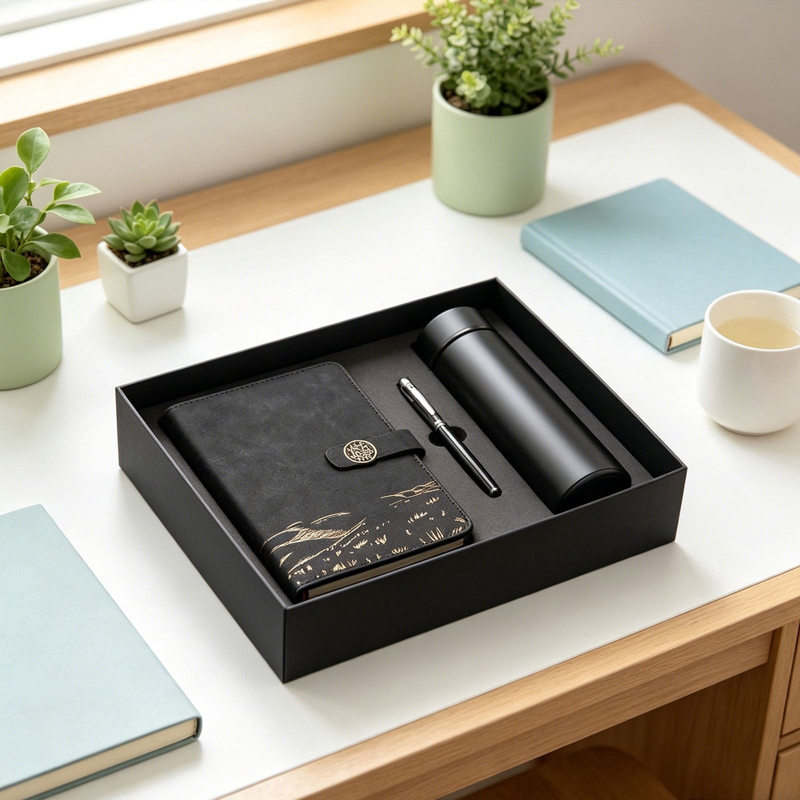 Year National Notebook and Thermal Cup Set; Souvenir A5 notebook for business; Practical gift combination