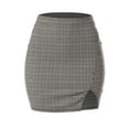 thumbnail image 5 of MixMatchy Women's Checkered Elastic Waist Split Slit Hem Bodycon Mini Skirt, 5 of 7