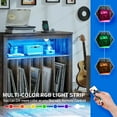 thumbnail image 3 of DEXTRUS Record Player Stand with Power Outlets & LED Lights, Media Storage Cabinet Holds up to 200 Albums, Rustic Oak, 3 of 10