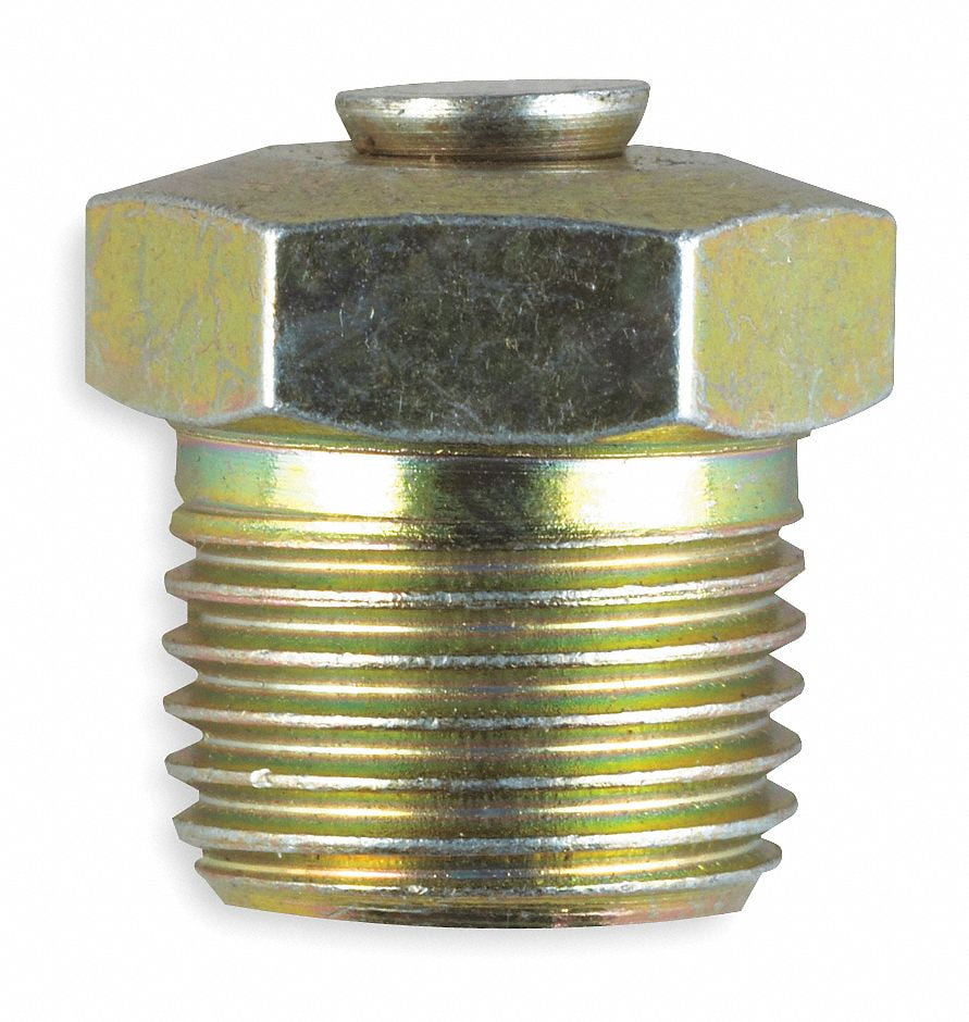1/8"27PTF Straight Head Angle, Pressure Relief Grease Fitting, Zinc