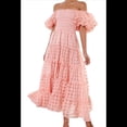 thumbnail image 3 of Vestidos Largos de Mujer con Escote Cuadrado, Corta Abullonada y Fruncido, Corte A, con y Fruncido. Rosa S, 3 of 10