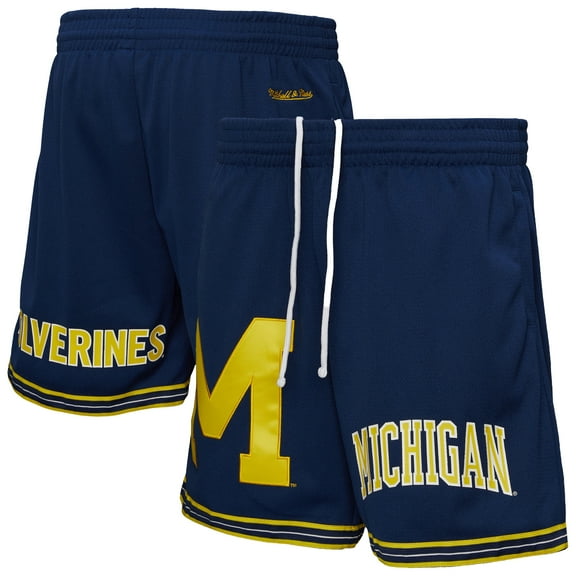 Men's-Mitchell & Ness Navy Michigan Wolverines Team Origins Mesh Shorts