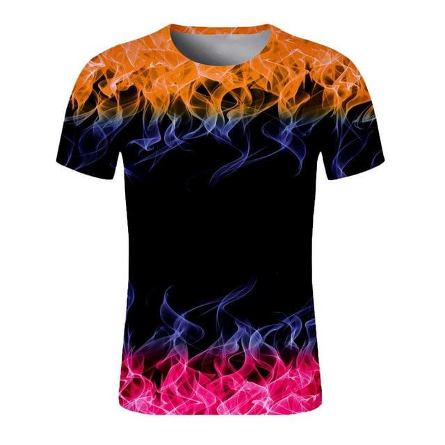 LSLJS Tshirts Shirts for Men 3D Flame Pattern Printed Short Sleeve T-Shirts Casual Graphics Crew Neck Tees